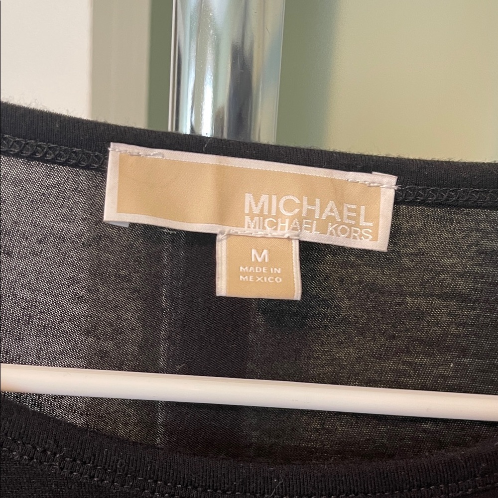 Michael Kors Black Long Sleeve Top with Silver Zip Detail